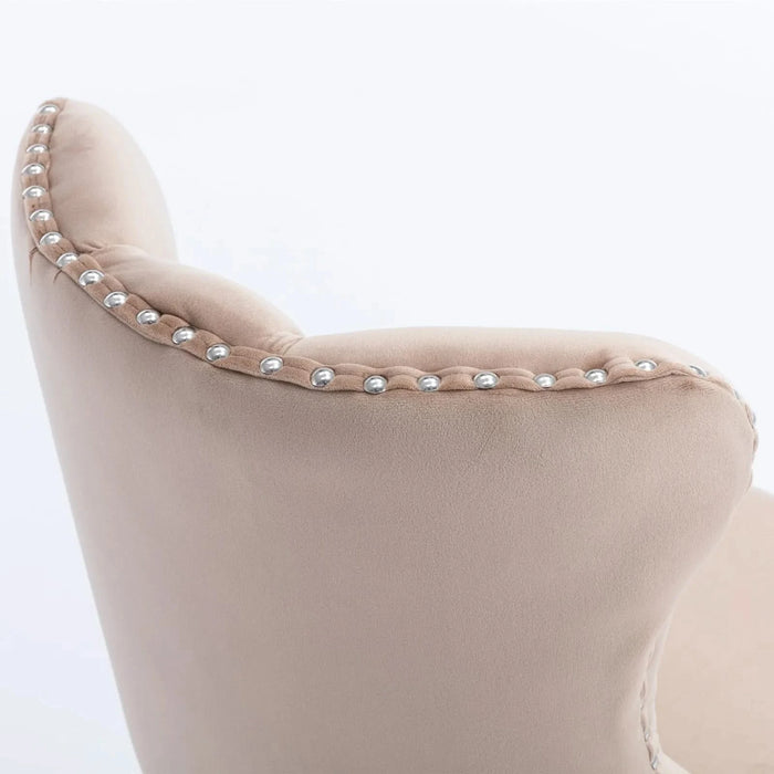 A&A Furniture,Swivel Velvet Barstools Adjusatble Seat Height from 25-33 Inch, Modern Upholstered Chrome base Bar Stools with Backs Comfortable Tufted for Home Pub and Kitchen Island（Khaki,Set of 2） Default -DTYStore