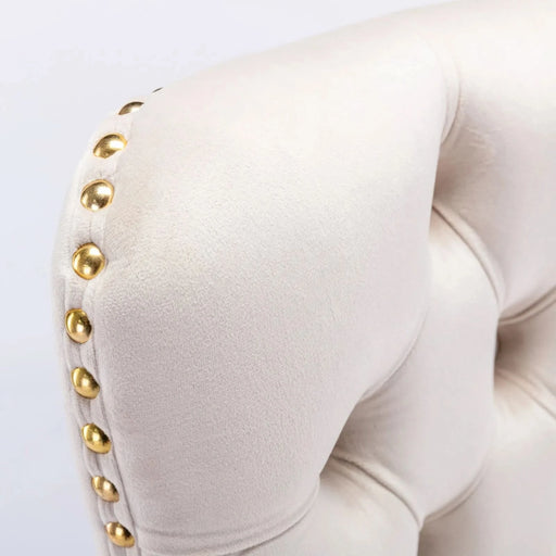 A&A Furniture,Thick Golden Swivel Velvet Barstools Adjusatble Seat Height from 27-35 Inch, Modern Upholstered Bar Stools with Backs Comfortable Tufted for Home Pub and Kitchen Island (Beige,Set of 2) Default -DTYStore