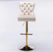 A&A Furniture,Thick Golden Swivel Velvet Barstools Adjusatble Seat Height from 27-35 Inch, Modern Upholstered Bar Stools with Backs Comfortable Tufted for Home Pub and Kitchen Island (Beige,Set of 2) Default -DTYStore