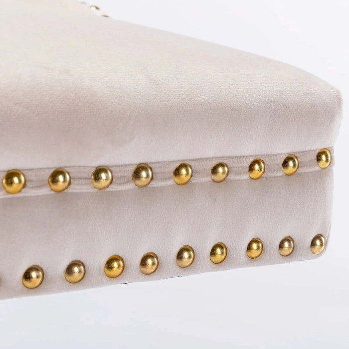 A&A Furniture,Thick Golden Swivel Velvet Barstools Adjusatble Seat Height from 27-35 Inch, Modern Upholstered Bar Stools with Backs Comfortable Tufted for Home Pub and Kitchen Island (Beige,Set of 2) Default -DTYStore