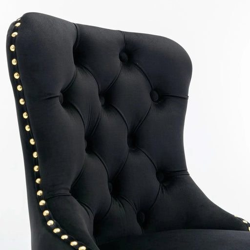 A&A Furniture Modern Swivel Velvet Barstools with Adjustable Seat Height, Comfortable Black Tufted Upholstery, Set of 2 Default -DTYStore