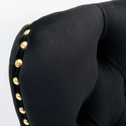 A&A Furniture Modern Swivel Velvet Barstools with Adjustable Seat Height, Comfortable Black Tufted Upholstery, Set of 2 Default -DTYStore