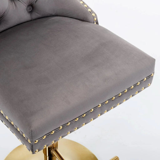 A&A Furniture Modern Upholstered Velvet Bar Stools with Adjustable Swivel Seat Height in Gray, Set of 2 Default -DTYStore