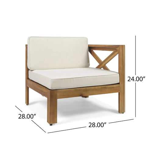 ALCOVE L-Shape Sofa Set Beige Acacia Wood with Water-Resistant Cushions Default -DTYStore