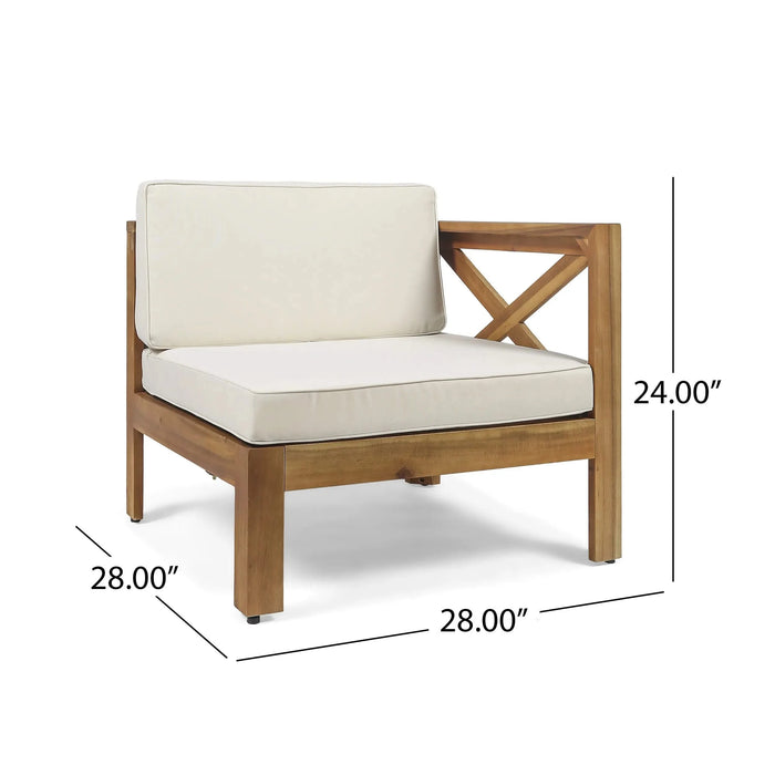 ALCOVE L-Shape Sofa Set Beige Acacia Wood with Water-Resistant Cushions Default -DTYStore
