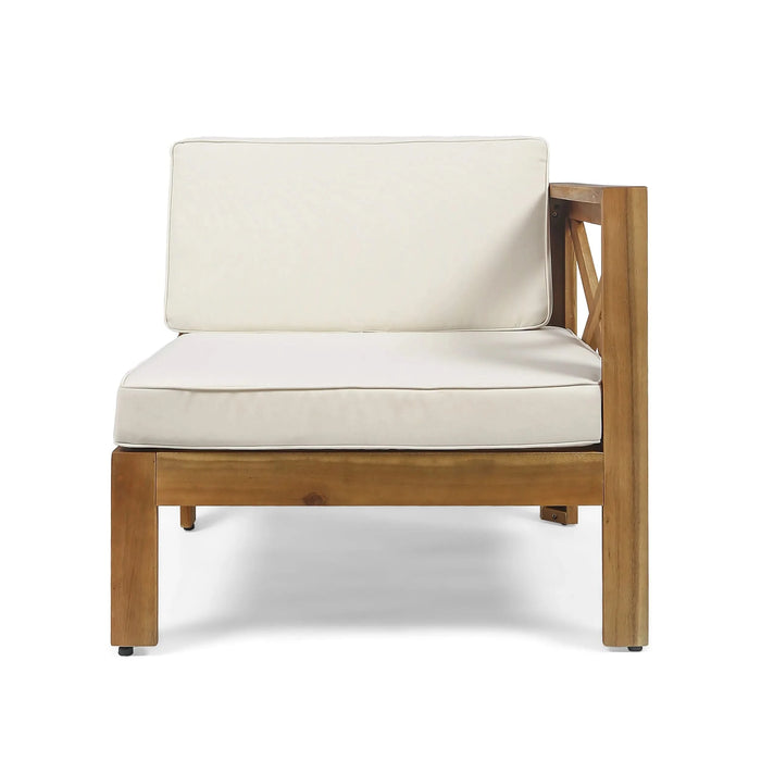 ALCOVE L-Shape Sofa Set Beige Acacia Wood with Water-Resistant Cushions Default -DTYStore