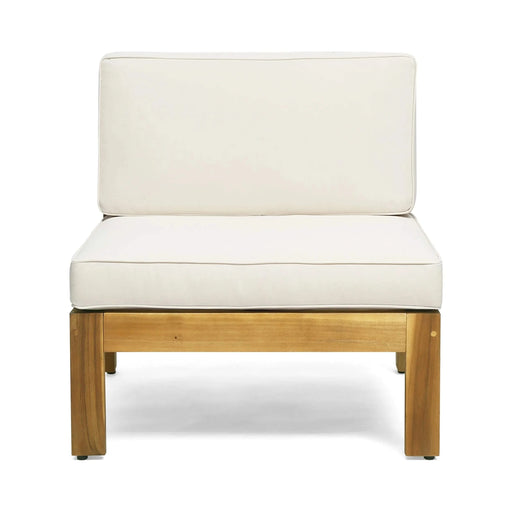 ALCOVE L-Shape Sofa Set Beige Acacia Wood with Water-Resistant Cushions Default -DTYStore