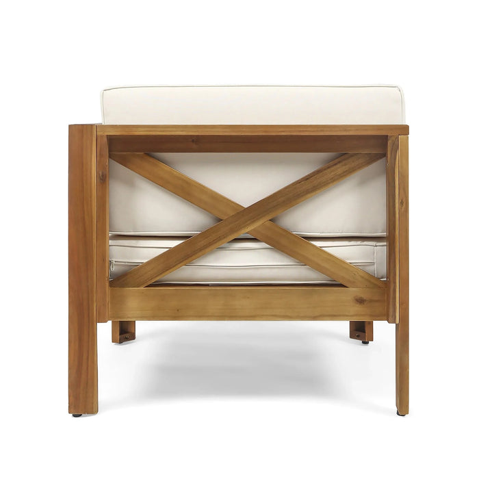 ALCOVE L-Shape Sofa Set Beige Acacia Wood with Water-Resistant Cushions Default -DTYStore