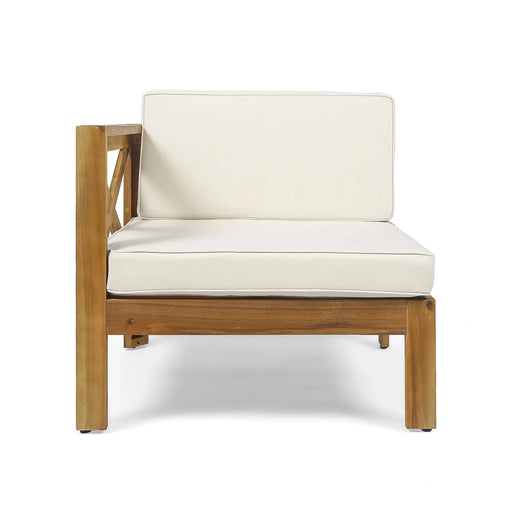 ALCOVE L-Shape Sofa Set Beige Acacia Wood with Water-Resistant Cushions Default -DTYStore