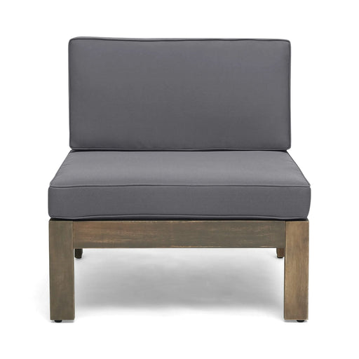 ALCOVE L-Shape Sofa Set with Table, Dark Grey, Acacia Wood, Water Resistant Cushions, Multiple Color Options Default -DTYStore