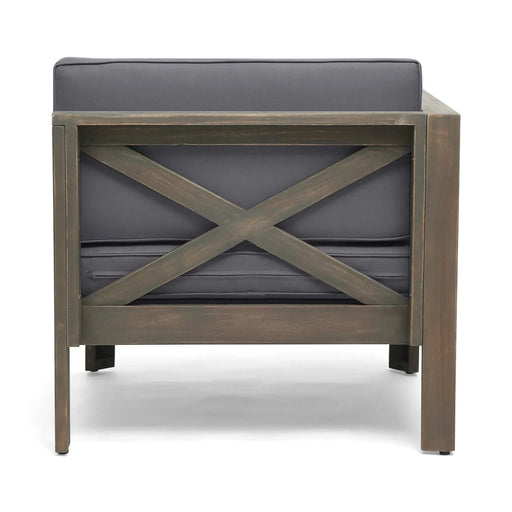 ALCOVE L-Shape Sofa Set with Table, Dark Grey, Acacia Wood, Water Resistant Cushions, Multiple Color Options Default -DTYStore