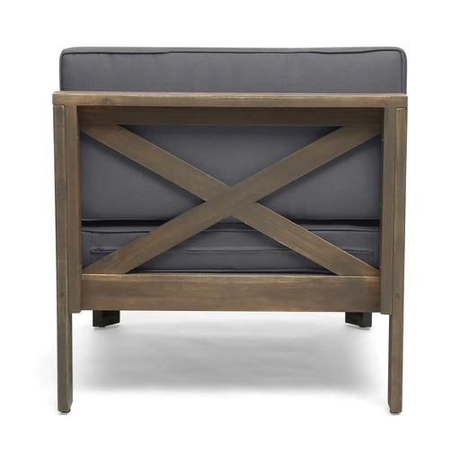 ALCOVE L-Shape Sofa Set with Table, Dark Grey, Acacia Wood, Water Resistant Cushions, Multiple Color Options Default -DTYStore