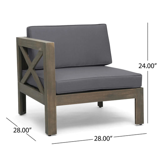 ALCOVE L-Shape Sofa Set with Table, Dark Grey, Acacia Wood, Water Resistant Cushions, Multiple Color Options Default -DTYStore