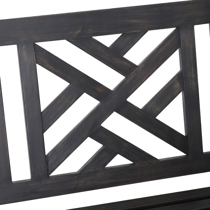 ALEJANDRO Acacia Wood Porch Swing with Slat Panel Seating in Dark Grey Default -DTYStore