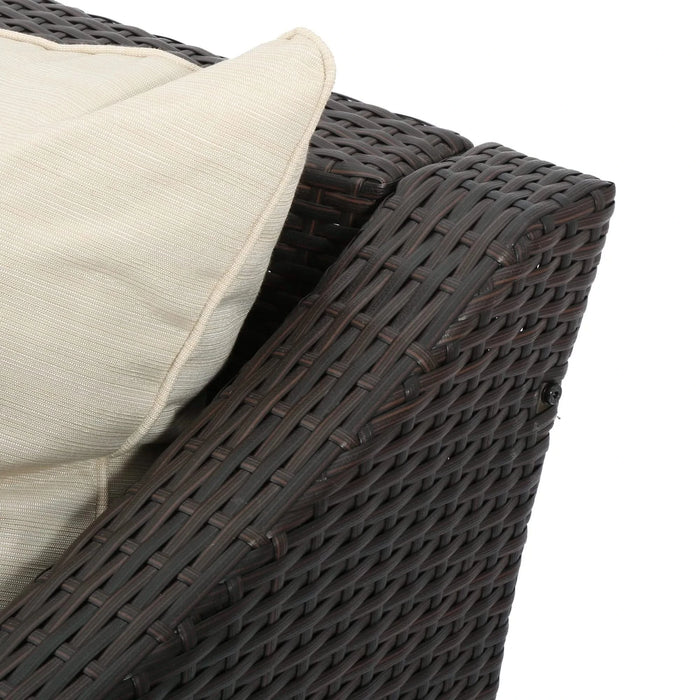 ANTIBES 4PCS Wicker Chat Set with Beige Cushion - Durable Outdoor Seating with Coffee Table Default -DTYStore