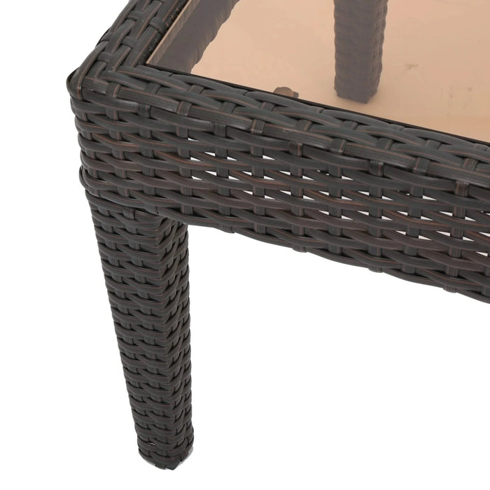 ANTIBES 4PCS Wicker Chat Set with Beige Cushion - Durable Outdoor Seating with Coffee Table Default -DTYStore