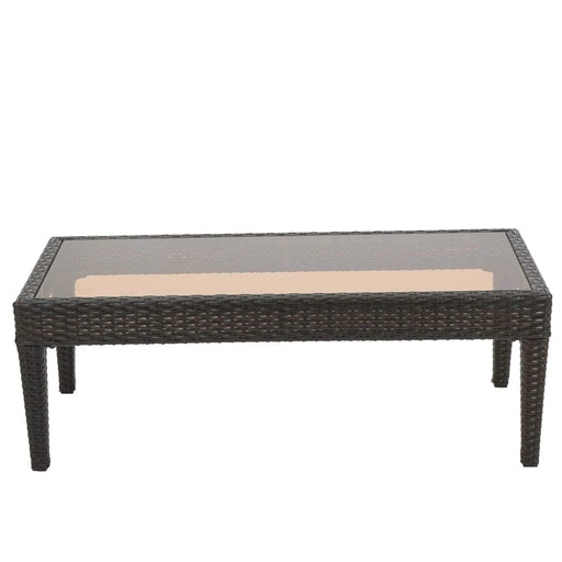 ANTIBES 4PCS Wicker Chat Set with Beige Cushion - Durable Outdoor Seating with Coffee Table Default -DTYStore