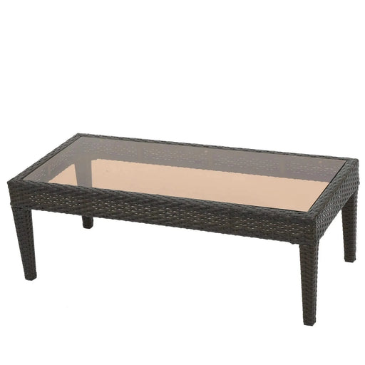 ANTIBES 4PCS Wicker Chat Set with Beige Cushion - Durable Outdoor Seating with Coffee Table Default -DTYStore