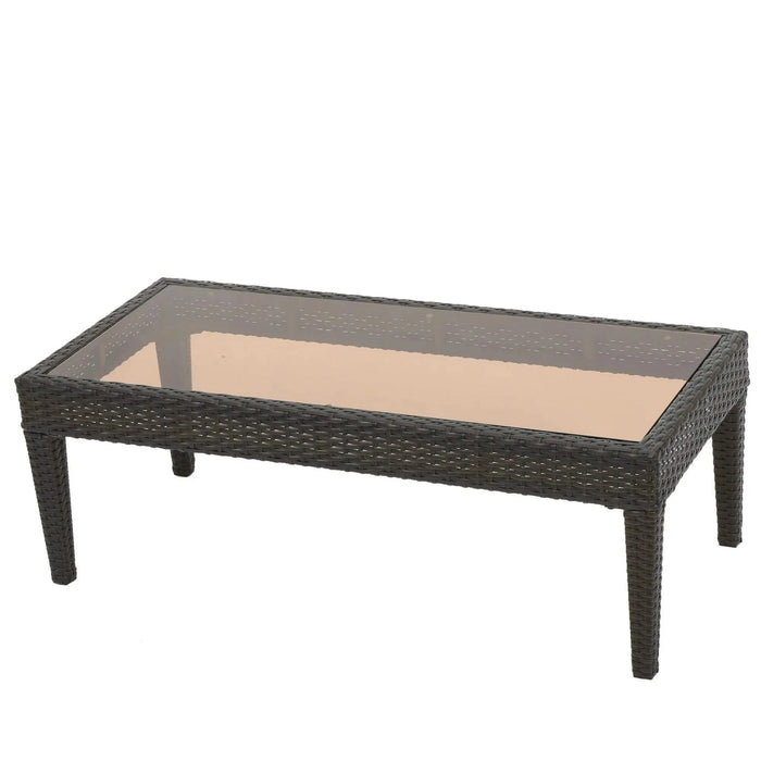 ANTIBES 4PCS Wicker Chat Set with Beige Cushion - Durable Outdoor Seating with Coffee Table Default -DTYStore