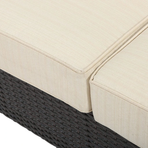 ANTIBES 4PCS Wicker Chat Set with Beige Cushion - Durable Outdoor Seating with Coffee Table Default -DTYStore