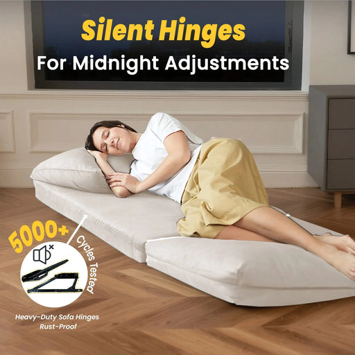 ARIA Modern Floor Sofa Bed Human Dog Bed for Adult & Pets – 6-Position Adjustable, 5-Second Foldable, Corduroy Upholstered Bean Bag Base & Pillow – Space-Saving for Small Spaces. Default -DTYStore