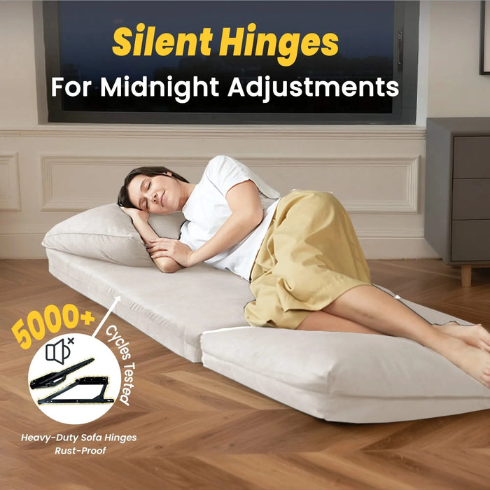 ARIA Modern Floor Sofa Bed Human Dog Bed for Adult & Pets – 6-Position Adjustable, 5-Second Foldable, Corduroy Upholstered Bean Bag Base & Pillow – Space-Saving for Small Spaces. Default -DTYStore