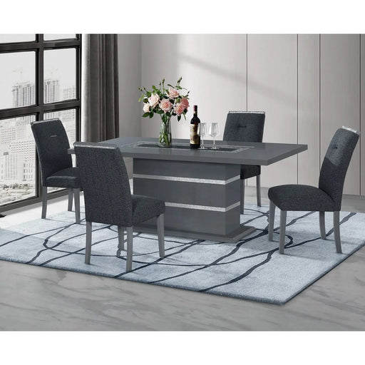 ARIYA Dark Grey Dining Table with MDF, Glass, and Acrylic Construction, 79x39 inches Default -DTYStore