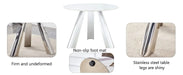 A 42-inch stainless steel leg round table with a marble top is suitable for use by four or six people Default -DTYStore