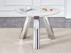 A 42-inch stainless steel leg round table with a marble top is suitable for use by four or six people Default -DTYStore