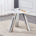 A 42-inch stainless steel leg round table with a marble top is suitable for use by four or six people Default -DTYStore