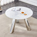 A 42-inch stainless steel leg round table with a marble top is suitable for use by four or six people Default -DTYStore