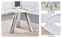 A 42-inch stainless steel leg round table with a marble top is suitable for use by four or six people Default -DTYStore
