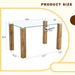 A 49.6 * 30 Inch Transparent Tempered Glass Dining Table With Rectangular Wood Color MDF Wood Grain Legs, Combining Simplicity And Quality.Can Easily Blend Into Various Decoration Styles. Default -DTYStore