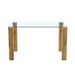 A 49.6 * 30 Inch Transparent Tempered Glass Dining Table With Rectangular Wood Color MDF Wood Grain Legs, Combining Simplicity And Quality.Can Easily Blend Into Various Decoration Styles. Default -DTYStore