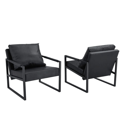 A Set of 1 Classic Black PU Leather and Metal Frame Sofa - Ergonomically Designed, A Perfect Blend of Modern and Industrial Styles, With Product Dimensions of 27*29.7*29.6 inches Default -DTYStore