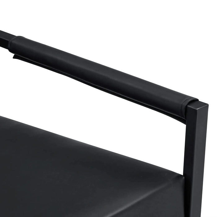 A Set of 1 Classic Black PU Leather and Metal Frame Sofa - Ergonomically Designed, A Perfect Blend of Modern and Industrial Styles, With Product Dimensions of 27*29.7*29.6 inches Default -DTYStore