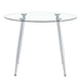 A glass tabletop with a diameter of 38.6 inches and a modern minimalist circular dining table with silver metal legs.Suitable for living rooms, and conference rooms. Default -DTYStore