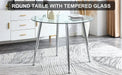 A glass tabletop with a diameter of 38.6 inches and a modern minimalist circular dining table with silver metal legs.Suitable for living rooms, and conference rooms. Default -DTYStore