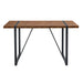 A minimalist retro rectangular dining table with a specially textured top and black metal legs.Contemporary Minimalist MDF Dark Wood Textured Tabletop.Able To Give People A Visual Beauty With Rules. Default -DTYStore