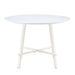 A modern minimalist circular dining table with a 42 inch diameter white patterned tabletop and white metal legs. Suitable for restaurants, living rooms, and conference rooms. Default -DTYStore