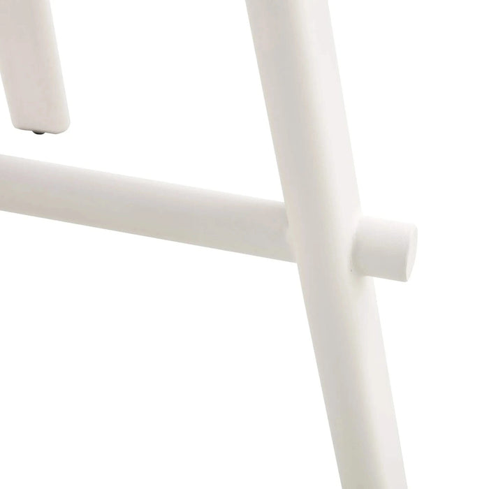 A modern minimalist circular dining table with a 42 inch diameter white patterned tabletop and white metal legs. Suitable for restaurants, living rooms, and conference rooms. Default -DTYStore