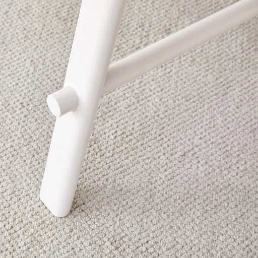 A modern minimalist circular dining table with a 42 inch diameter white patterned tabletop and white metal legs. Suitable for restaurants, living rooms, and conference rooms. Default -DTYStore