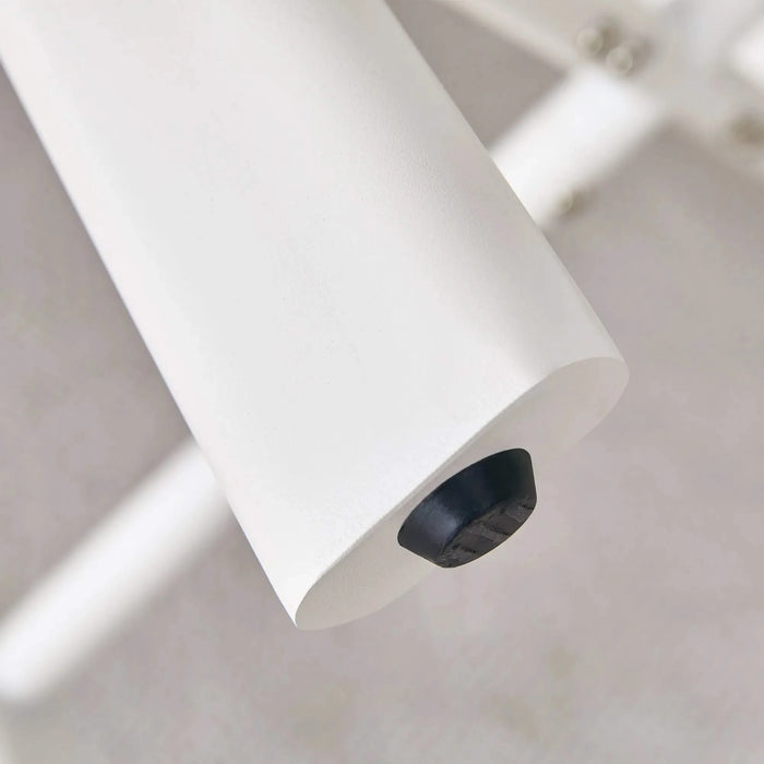 A modern minimalist circular dining table with a 42 inch diameter white patterned tabletop and white metal legs. Suitable for restaurants, living rooms, and conference rooms. Default -DTYStore