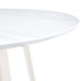 A modern minimalist circular dining table with a 42 inch diameter white patterned tabletop and white metal legs. Suitable for restaurants, living rooms, and conference rooms. Default -DTYStore