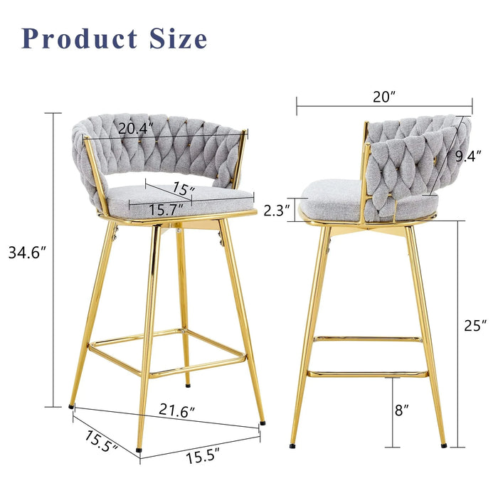 A set of 4 rotating bar stools, equipped with breathable linen cushions - beige seats with golden metal legs, suitable for the height of the kitchen island, dining table or bar counter Default -DTYStore