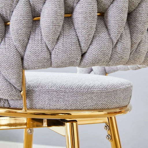 A set of 4 rotating bar stools, equipped with breathable linen cushions - beige seats with golden metal legs, suitable for the height of the kitchen island, dining table or bar counter Default -DTYStore