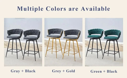 A set of 4 rotating bar stools, equipped with breathable linen cushions - beige seats with golden metal legs, suitable for the height of the kitchen island, dining table or bar counter Default -DTYStore