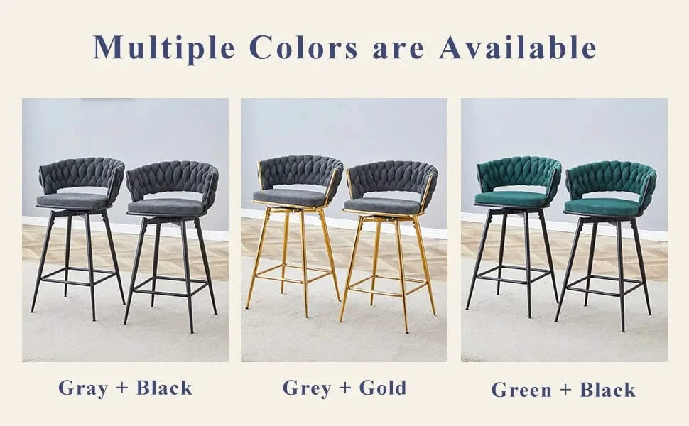 A set of 4 rotating bar stools, equipped with breathable linen cushions - beige seats with golden metal legs, suitable for the height of the kitchen island, dining table or bar counter Default -DTYStore