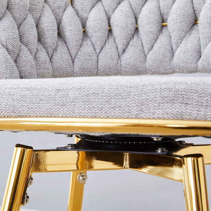 A set of 4 rotating bar stools, equipped with breathable linen cushions - beige seats with golden metal legs, suitable for the height of the kitchen island, dining table or bar counter Default -DTYStore