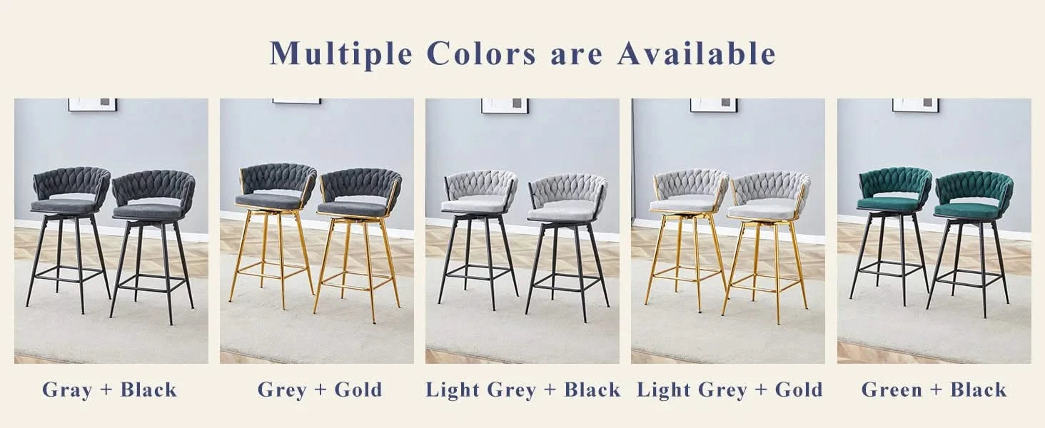 A set of 4 rotating bar stools, equipped with breathable linen cushions - beige seats with golden metal legs, suitable for the height of the kitchen island, dining table or bar counter Default -DTYStore